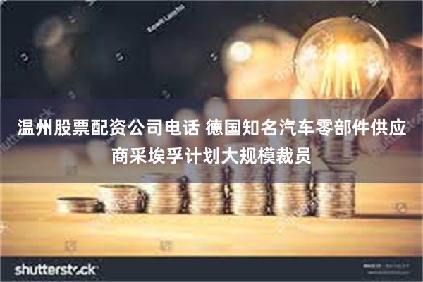 温州股票配资公司电话 德国知名汽车零部件供应商采埃孚计划大规模裁员